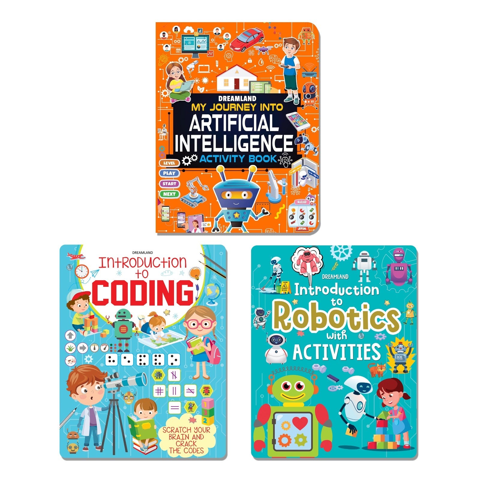 Dreamland Publications Digital Discovery Books Pack-- A Set of 3 Books - Artificial Intelligence, Robotics and Coding | With Fun Facts and Activities for Kids Age 6- 14 Years | Grocsy