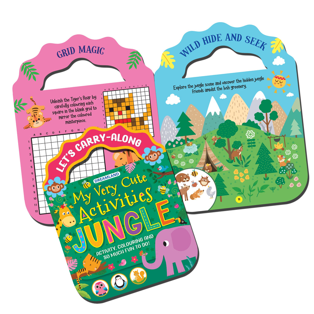 Dreamland Publications Jungle- Let's Carry-Along Activity, Colouring Book for Kids Age 3 -8 years (My Very Cute Activities Series) | Grocsy
