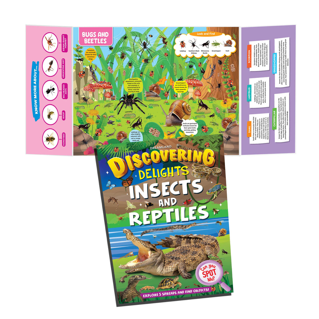 Dreamland Publications Insects and Reptiles Discovering Delights Flap Book for Kids Age 4 - 10 years | Grocsy