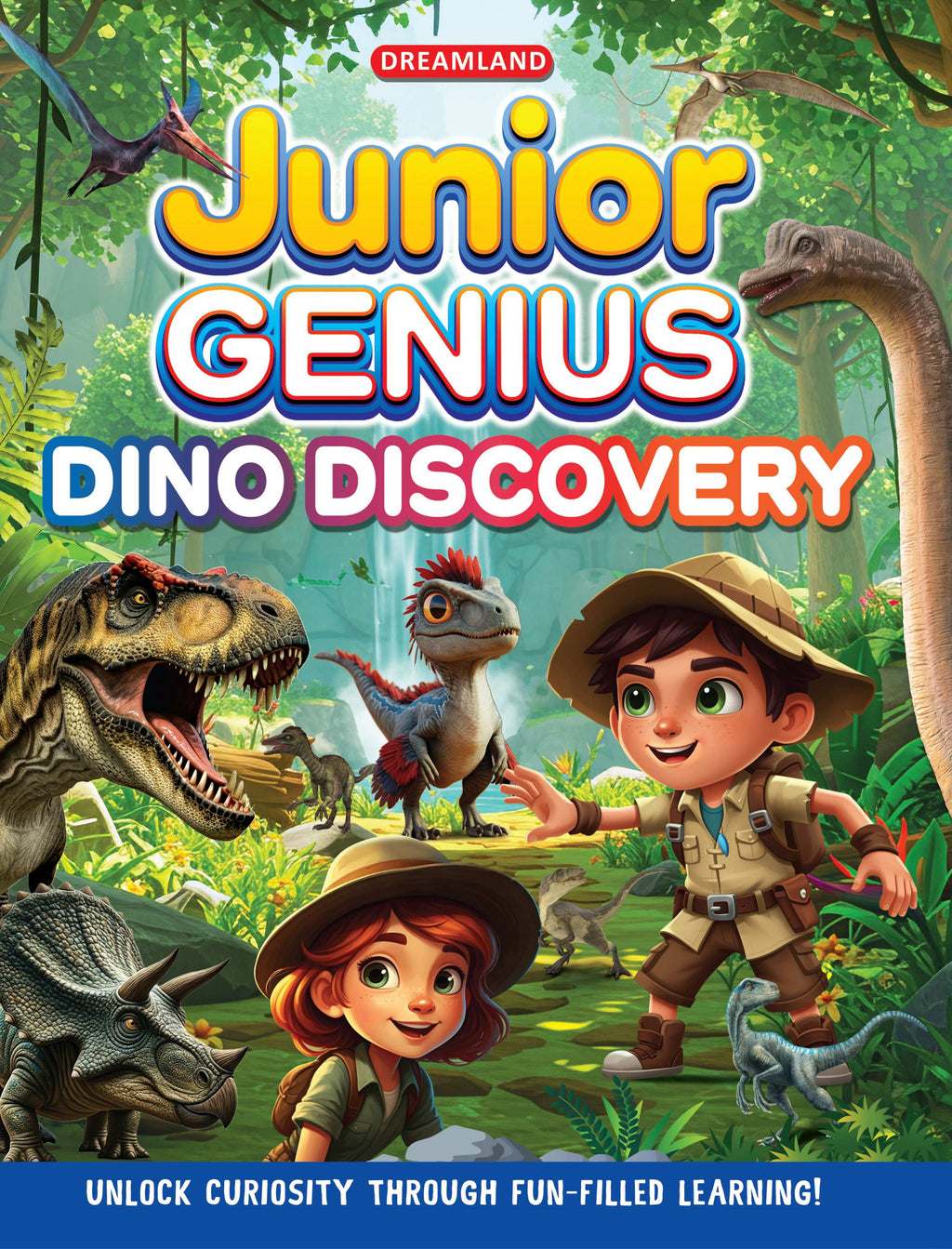 Dreamland Publications Junior Genius: Dino Discovery – A Fun-Filled Learning Book for Kids Age 7+ | Explore the World of Dinosaurs with Facts, Games, Puzzles | Grocsy