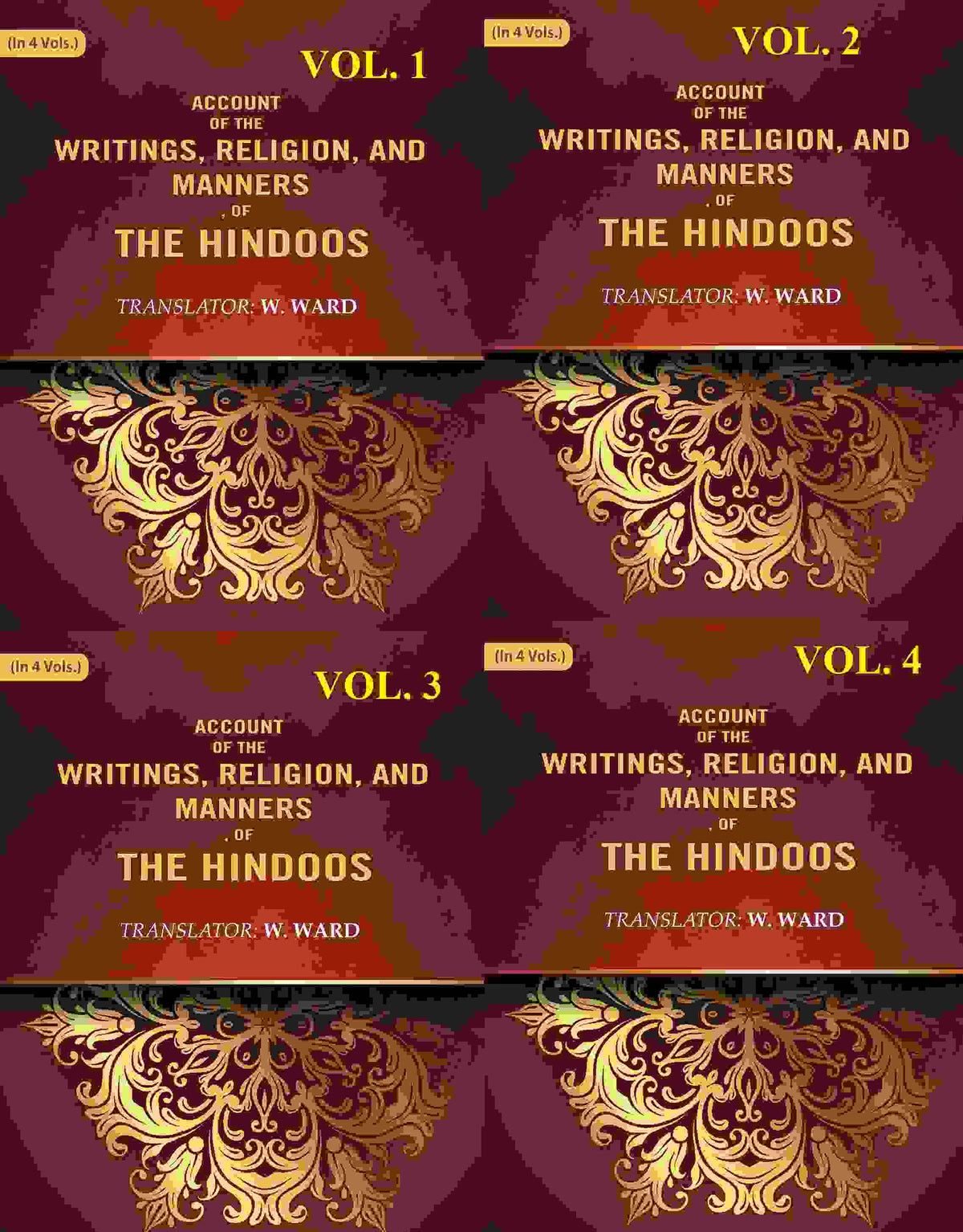 Account of the Writings, Religion, and Manners, of the Hindoos 4 Vols. Set - Gyan Books | Grocsy