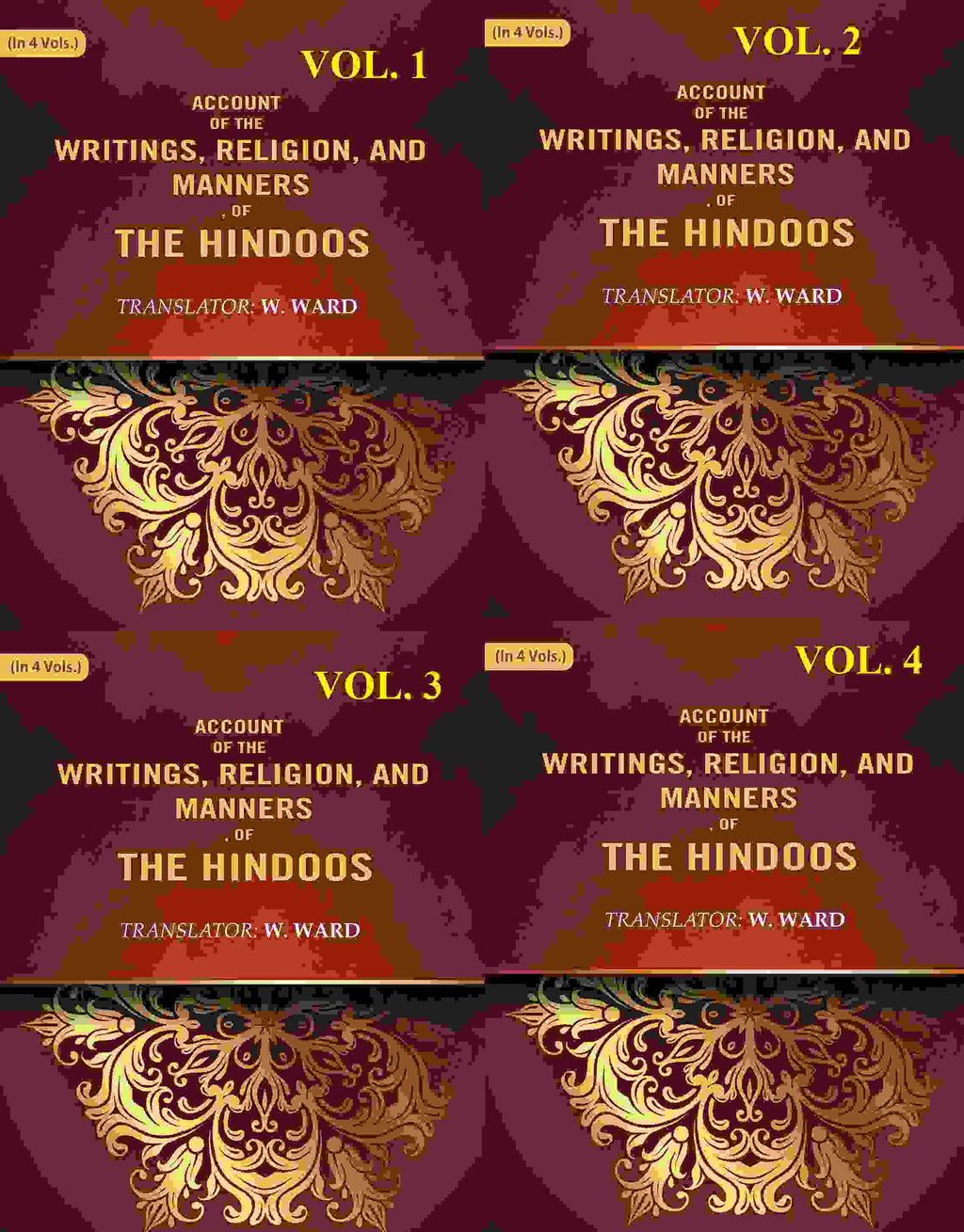 Account of the Writings, Religion, and Manners, of the Hindoos 4 Vols. Set - Gyan Books | Grocsy