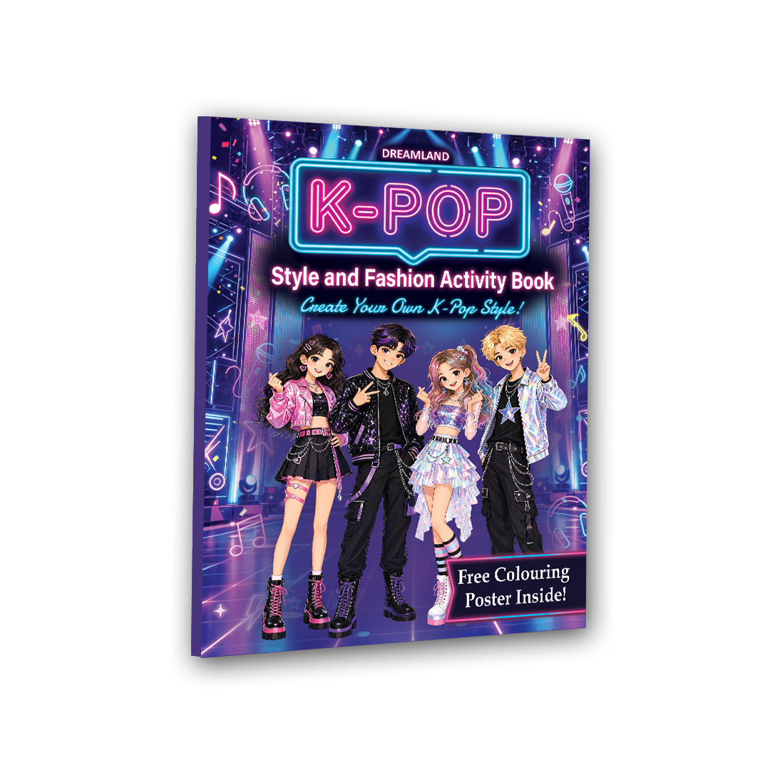 Dreamland Publications K- POP Style and Fashion Activity Book for Kids Age 8–12 years- Design Trendy Outfits, Create Idol Looks, Color Fashion Pages, Solve Puzzles & Have Fun! | Grocsy