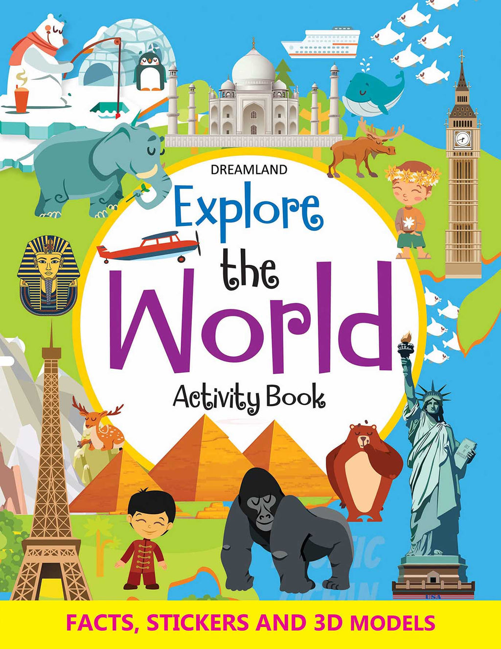 Dreamland Explore the World Activity Book with Stickers and 3D Models | Grocsy