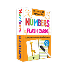 Dreamland Flash Cards Numbers - 30 Double Sided Wipe Clean Flash Cards for Kids (With Free Pen) | Grocsy