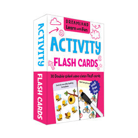Dreamland Flash Cards Activity - 30 Double Sided Wipe Clean Flash Cards for Kids (With Free Pen) | Grocsy