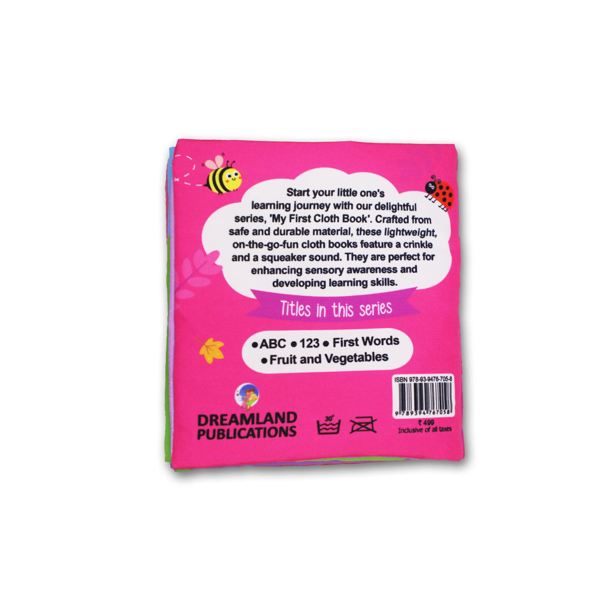 Dreamland Publications Baby My First Cloth Book 123 with Squeaker and Crinkle Paper, Non-Toxic Early Educational Toy for Toddler, Infants | Grocsy
