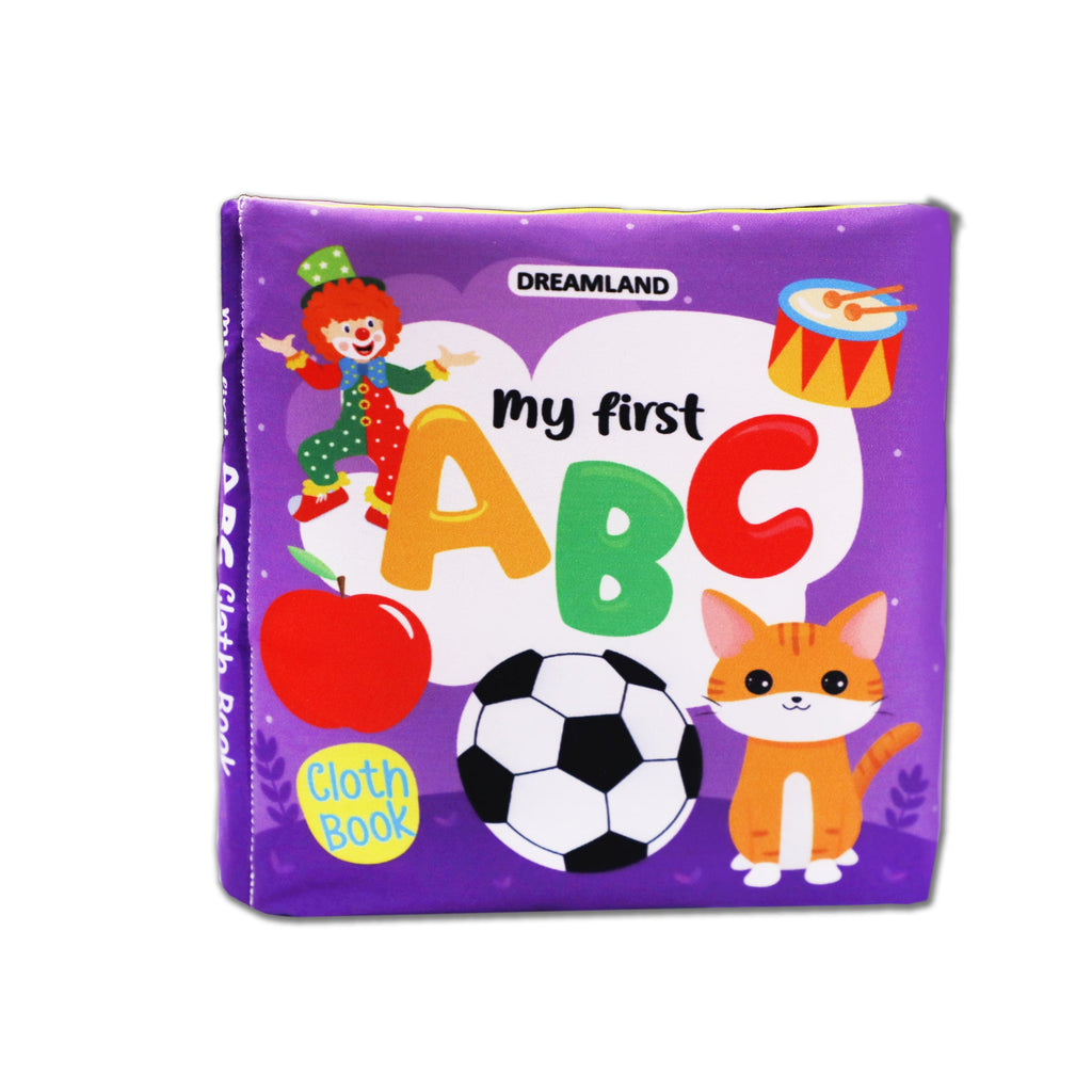 Dreamland Publications Baby My First Cloth Book ABC with Squeaker and Crinkle Paper, Non-Toxic Early Educational Toy for Toddler, Infants | Grocsy