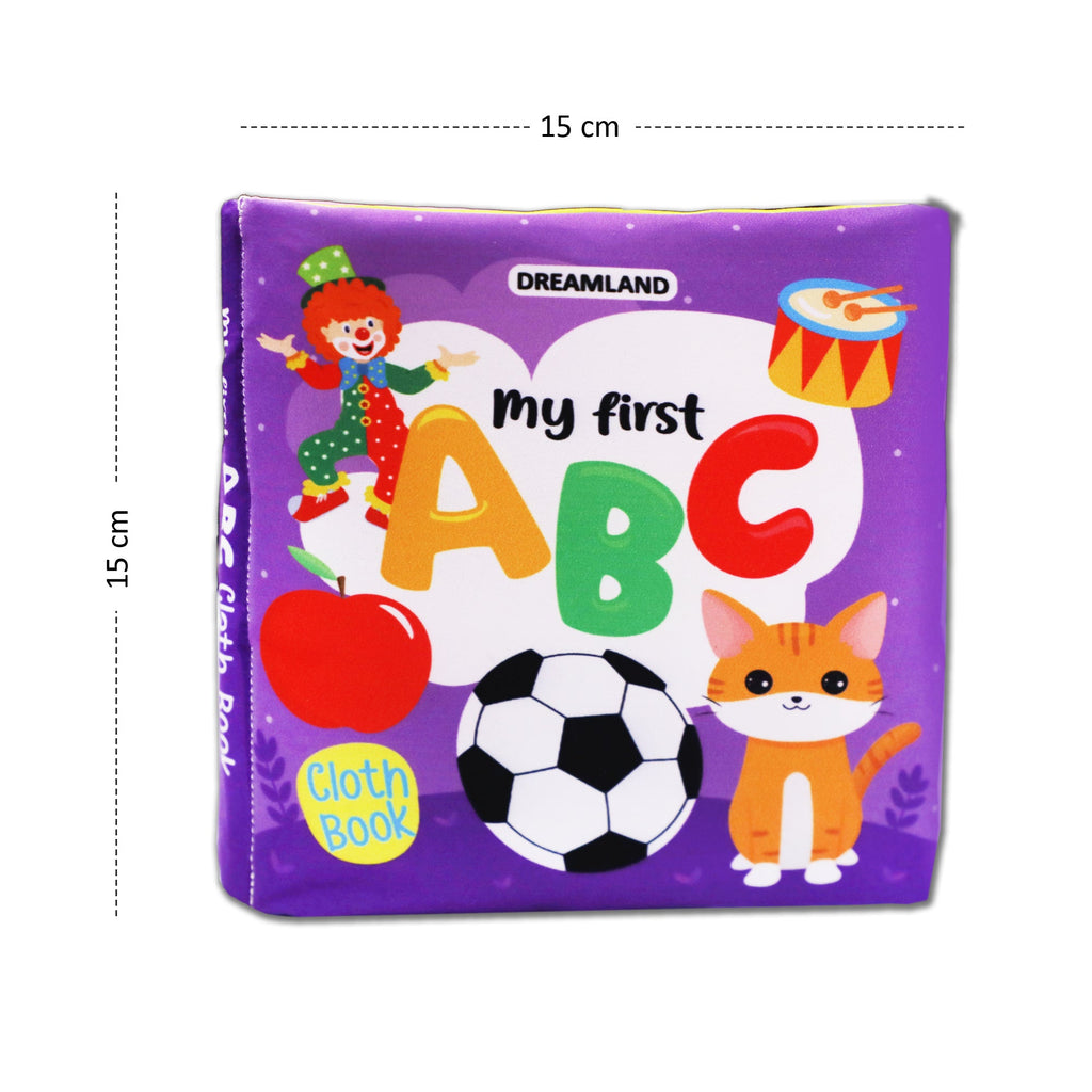 Dreamland Publications Baby My First Cloth Book ABC with Squeaker and Crinkle Paper, Non-Toxic Early Educational Toy for Toddler, Infants | Grocsy