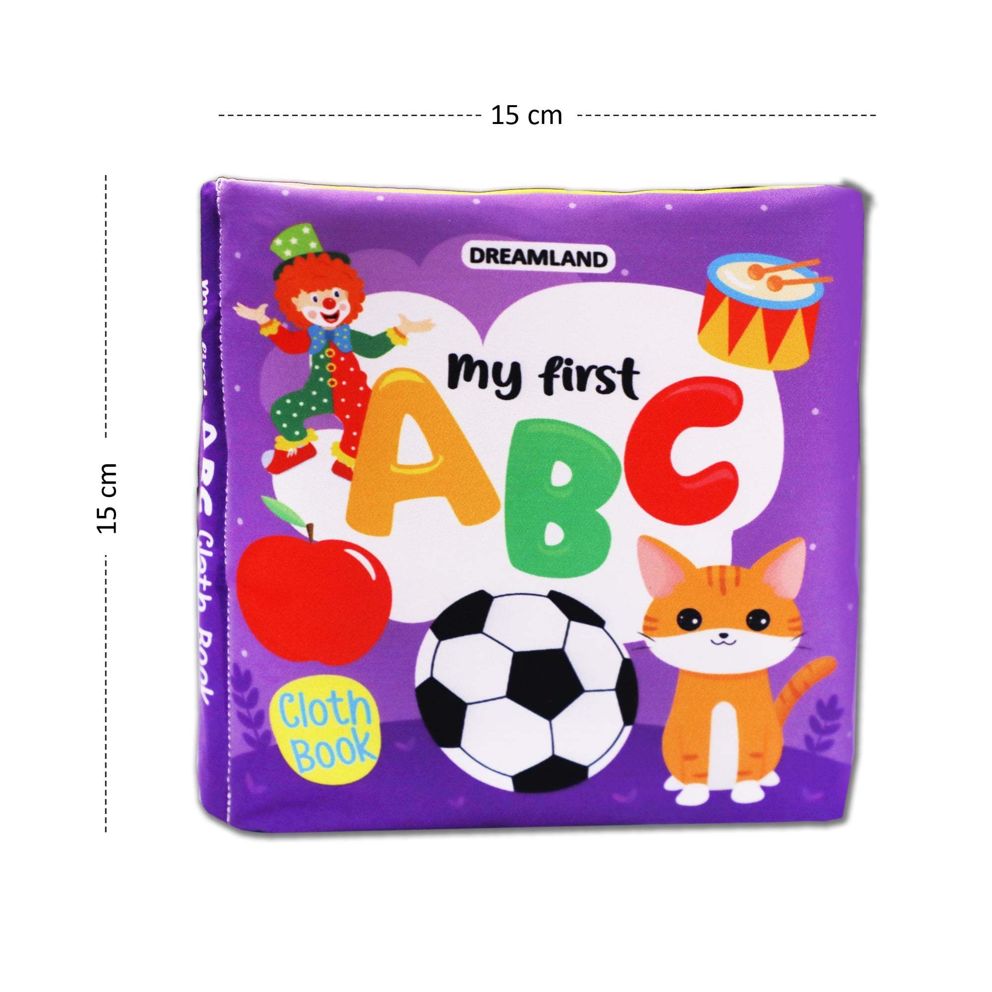 Dreamland Publications Baby My First Cloth Book ABC with Squeaker and Crinkle Paper, Non-Toxic Early Educational Toy for Toddler, Infants | Grocsy