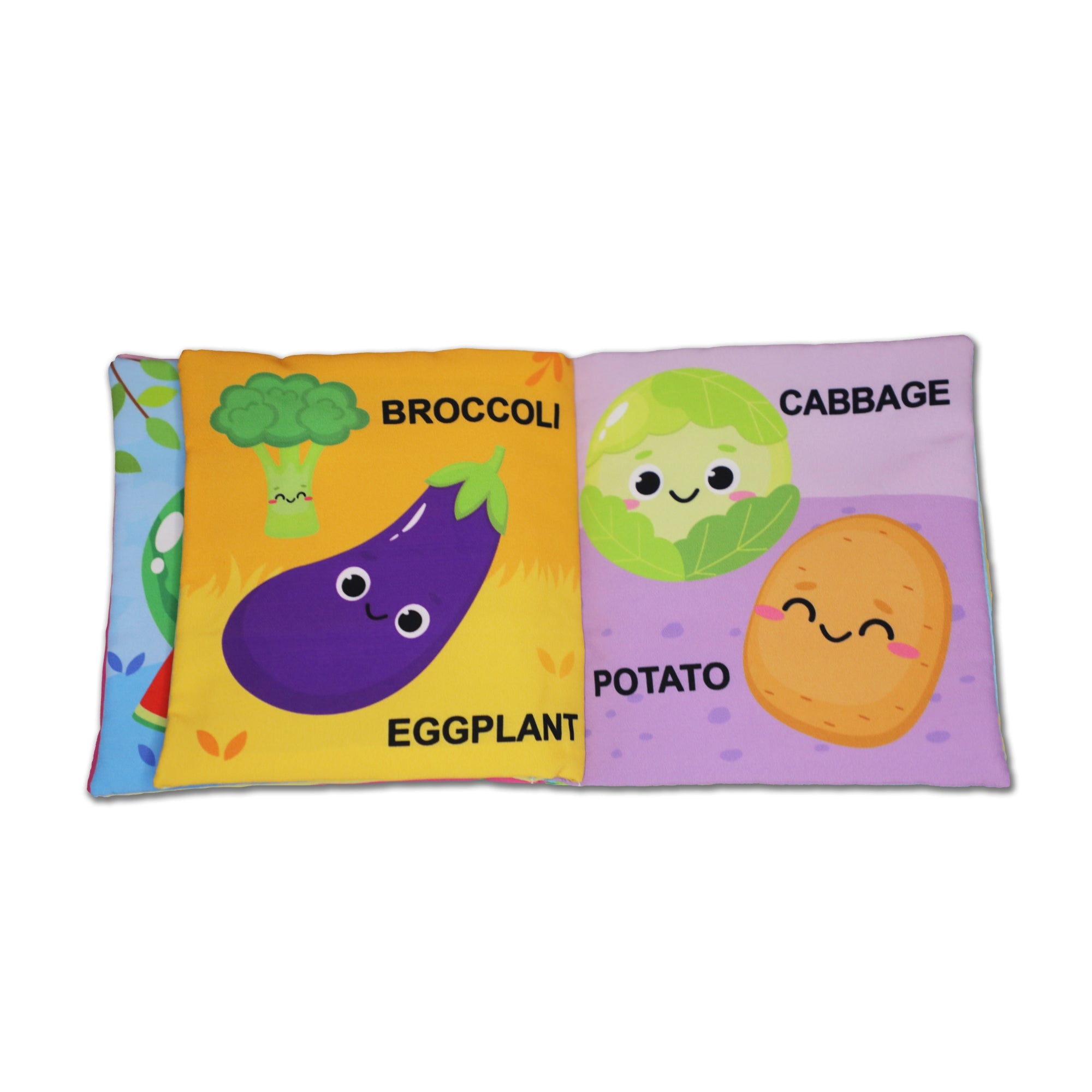 Dreamland Publications Baby My First Cloth Book Fruit and Vegetables with Squeaker and Crinkle Paper, Non-Toxic Early Educational Toy for Toddler, Infants | Grocsy
