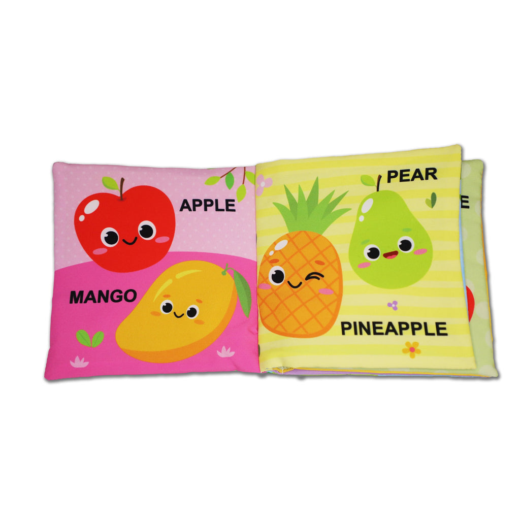 Dreamland Publications Baby My First Cloth Book Fruit and Vegetables with Squeaker and Crinkle Paper, Non-Toxic Early Educational Toy for Toddler, Infants | Grocsy