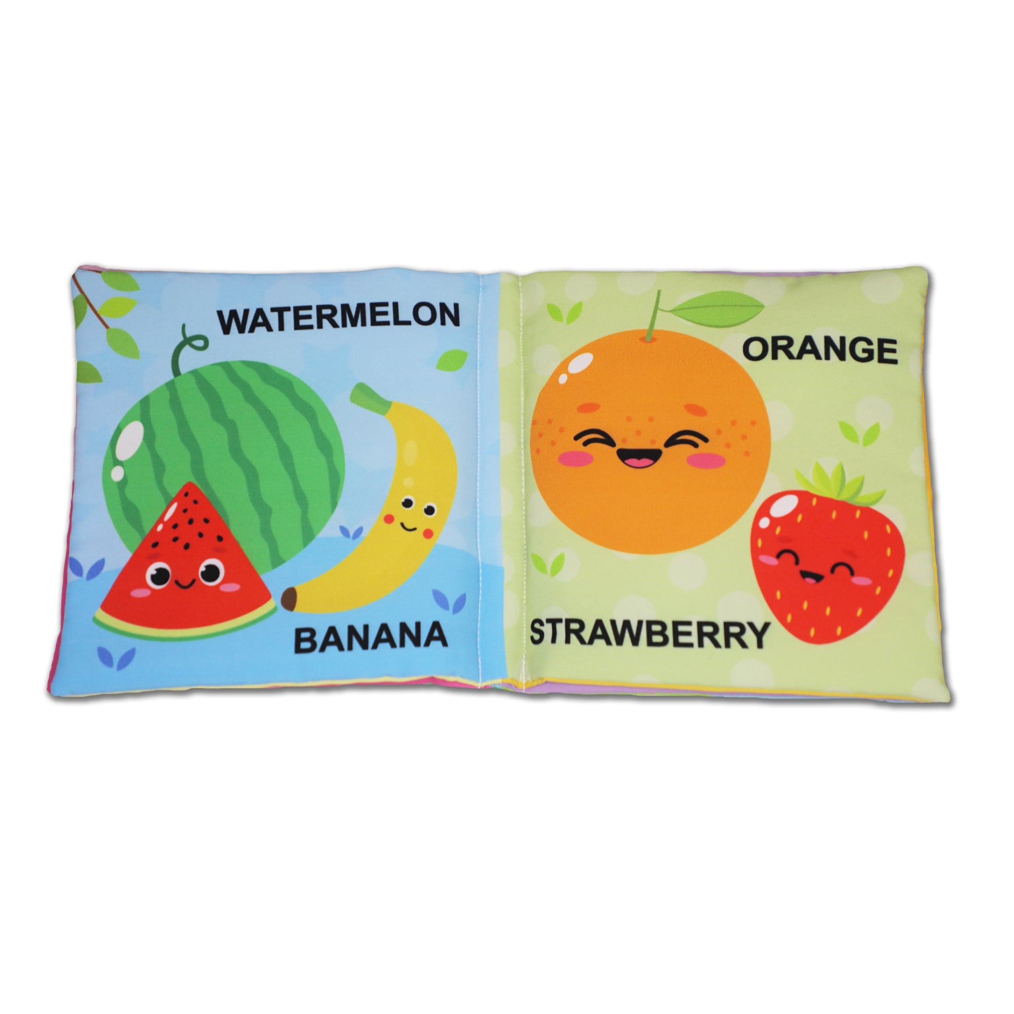 Dreamland Publications Baby My First Cloth Book Fruit and Vegetables with Squeaker and Crinkle Paper, Non-Toxic Early Educational Toy for Toddler, Infants | Grocsy