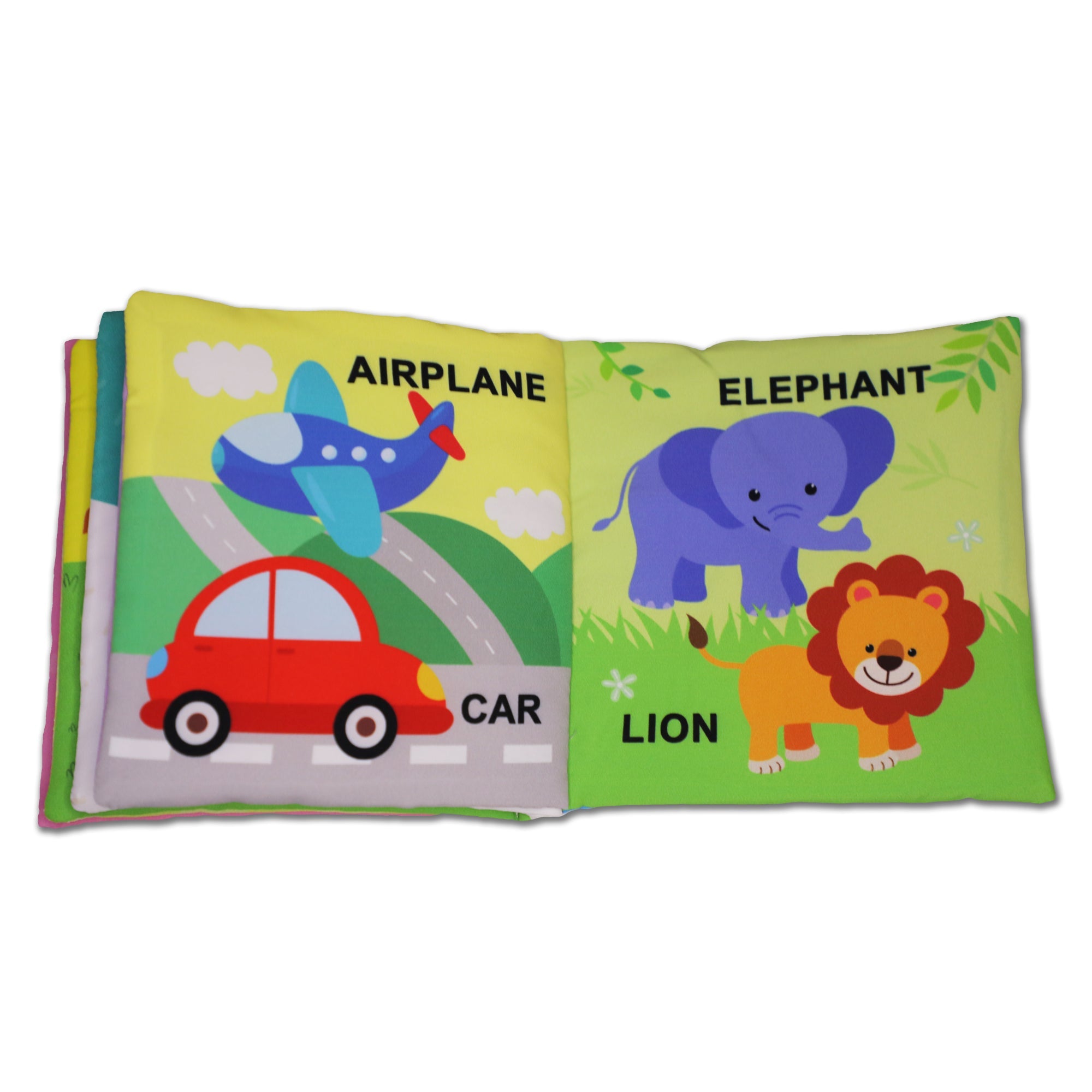 Dreamland Publications Baby My First Cloth Book First Words with Squeaker and Crinkle Paper, Non-Toxic Early Educational Toy for Toddler, Infants | Grocsy
