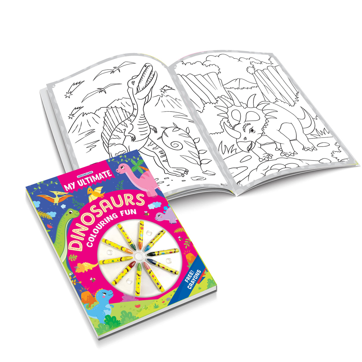 Dreamland Publications My Ultimate Dinosaurs Colouring Fun Book with Free Crayons : Children's Colouring Book | Grocsy