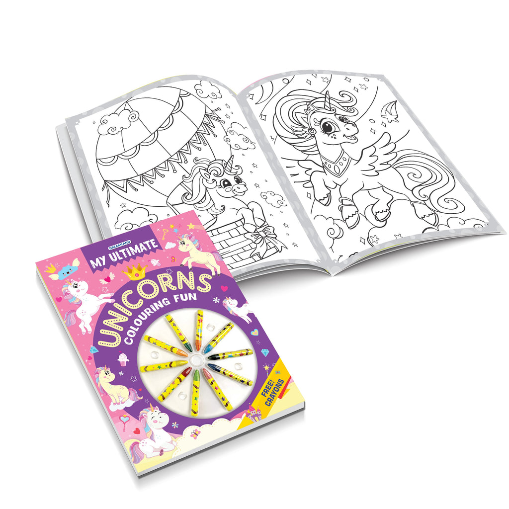 Dreamland Publications My Ultimate Unicorns Colouring Fun Book with Free Crayons : Children's Colouring Book | Grocsy