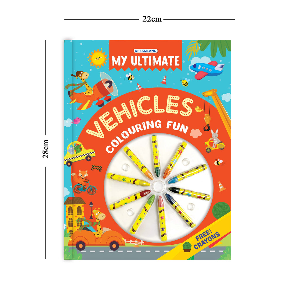 Dreamland Publications My Ultimate Vehicles Colouring Fun Book with Free Crayons : Children's Colouring Book | Grocsy