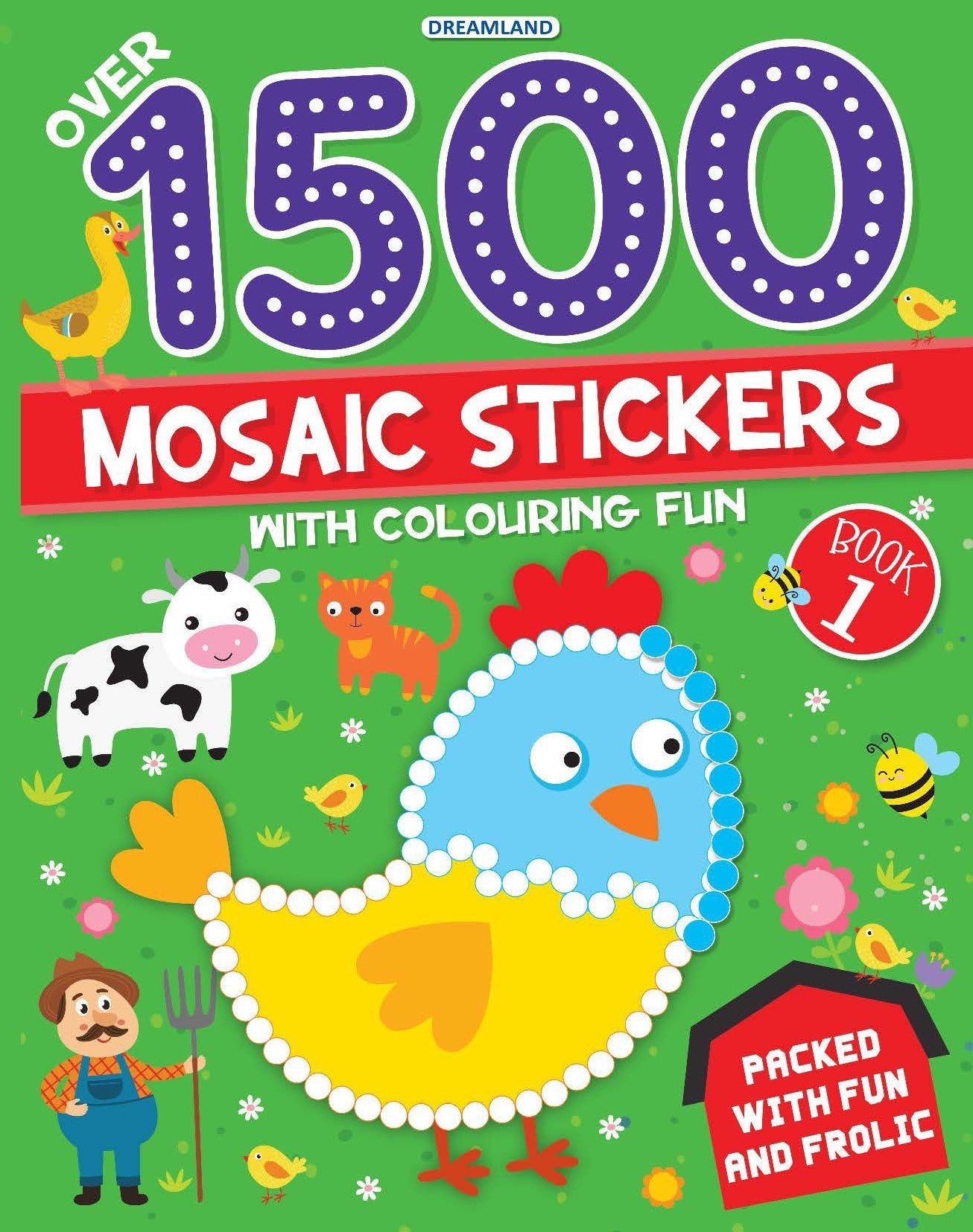 Dreamland Publications 1500 Mosaic Stickers Book 1 with Colouring Fun - Sticker Book for Kids Age 4 - 8 years | Grocsy
