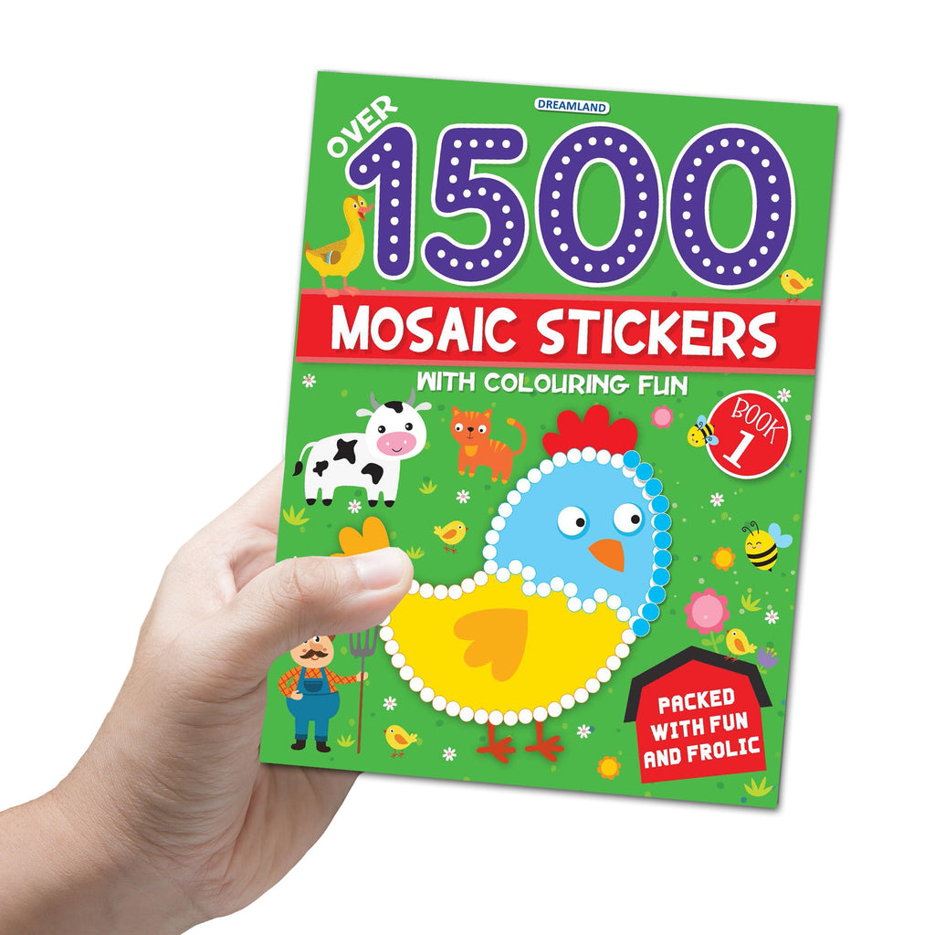 Dreamland Publications 1500 Mosaic Stickers Book 1 with Colouring Fun - Sticker Book for Kids Age 4 - 8 years | Grocsy