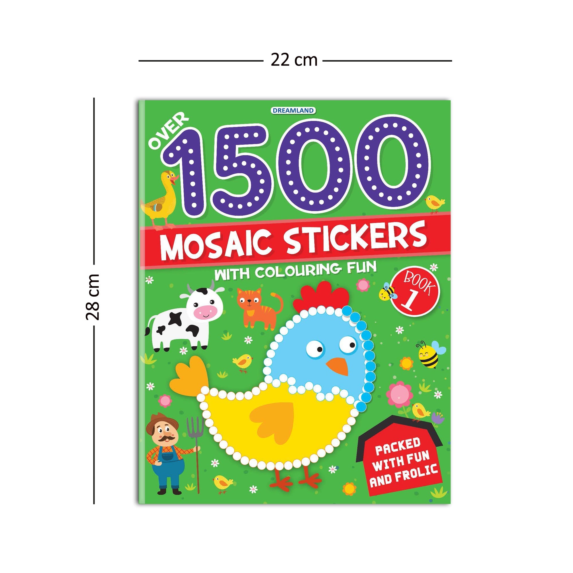 Dreamland Publications 1500 Mosaic Stickers Book 1 with Colouring Fun - Sticker Book for Kids Age 4 - 8 years | Grocsy