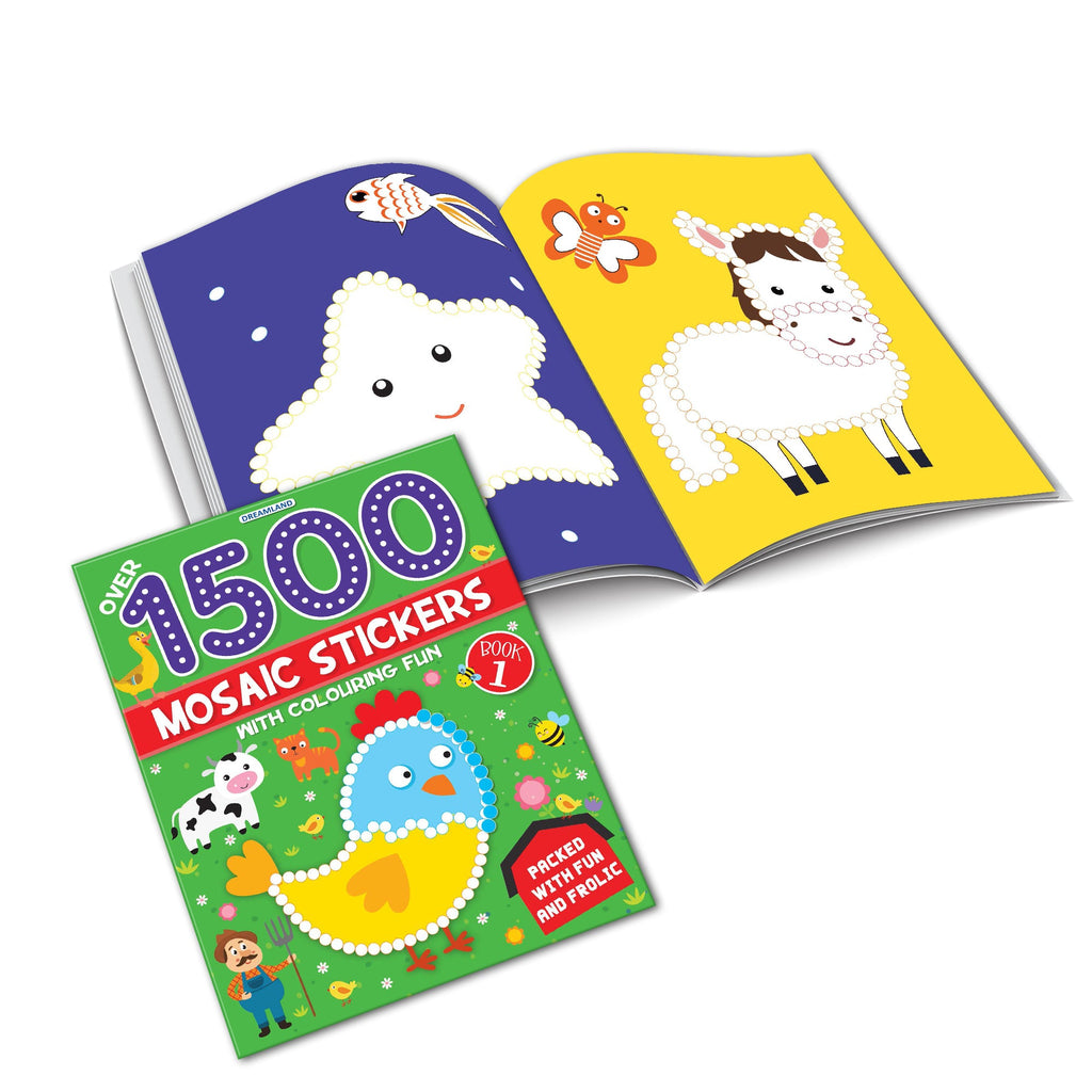 Dreamland Publications 1500 Mosaic Stickers Book 1 with Colouring Fun - Sticker Book for Kids Age 4 - 8 years | Grocsy