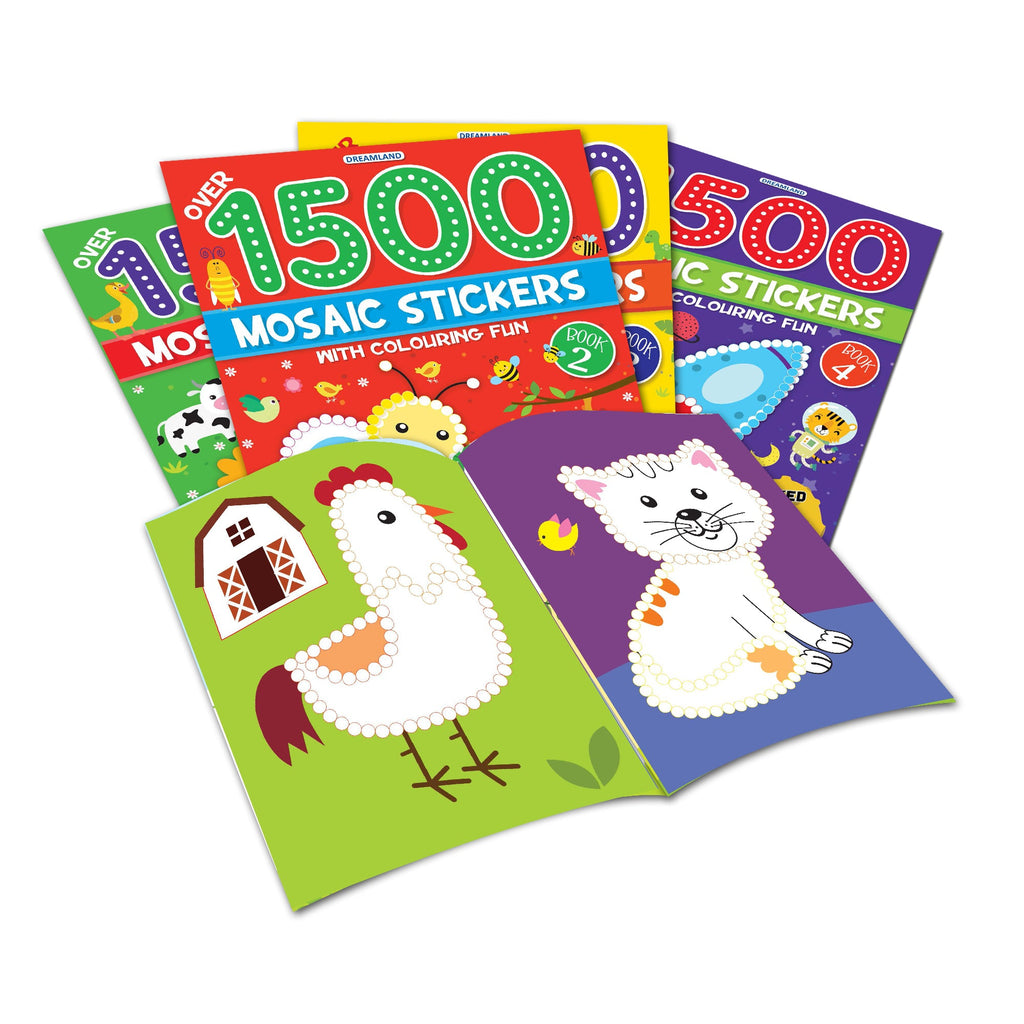 Dreamland Publications 1500 Mosaic Stickers Book 2 with Colouring Fun - Sticker Book for Kids Age 4 - 8 years | Grocsy