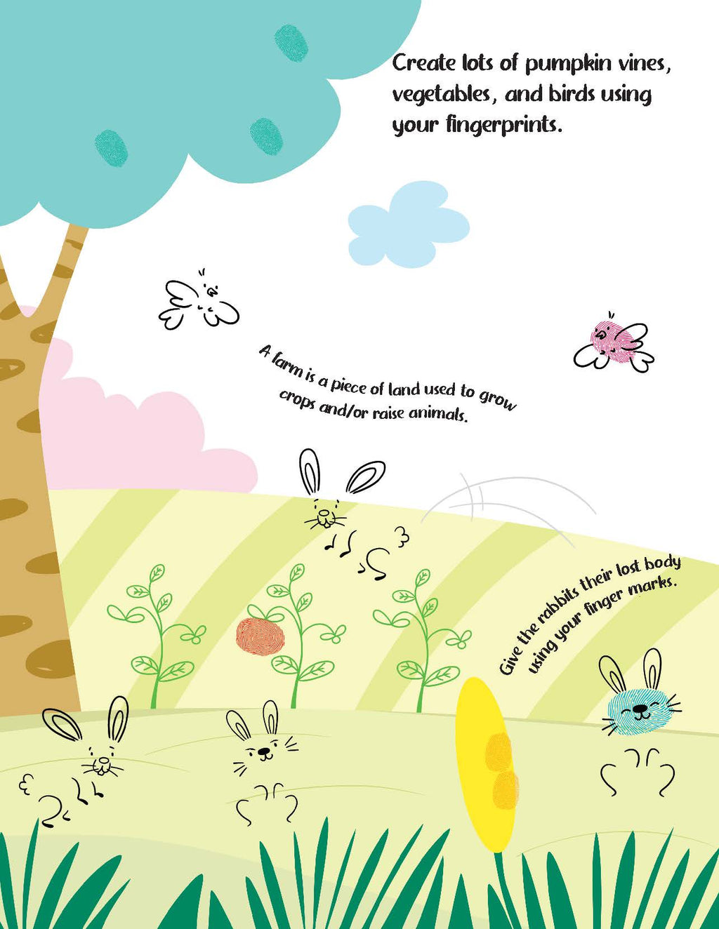 Dreamland Publications Fingerprint Art Activity Book for Children - Farm with Thumbprint Gadget | Grocsy