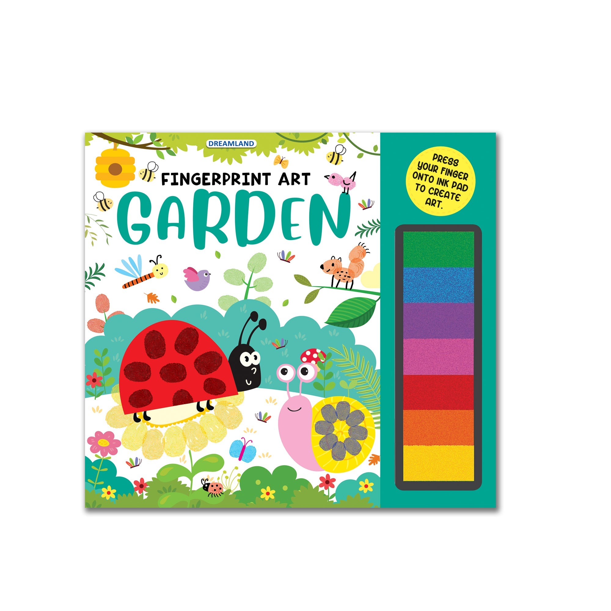 Dreamland Publications Fingerprint Art Activity Book for Children - Garden with Thumbprint Gadget | Grocsy