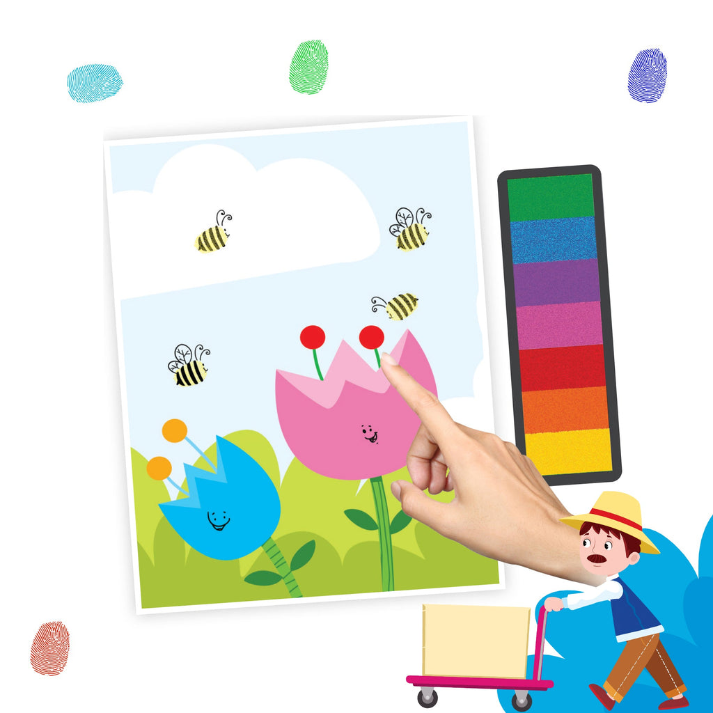 Dreamland Publications Fingerprint Art Activity Book for Children - Garden with Thumbprint Gadget | Grocsy