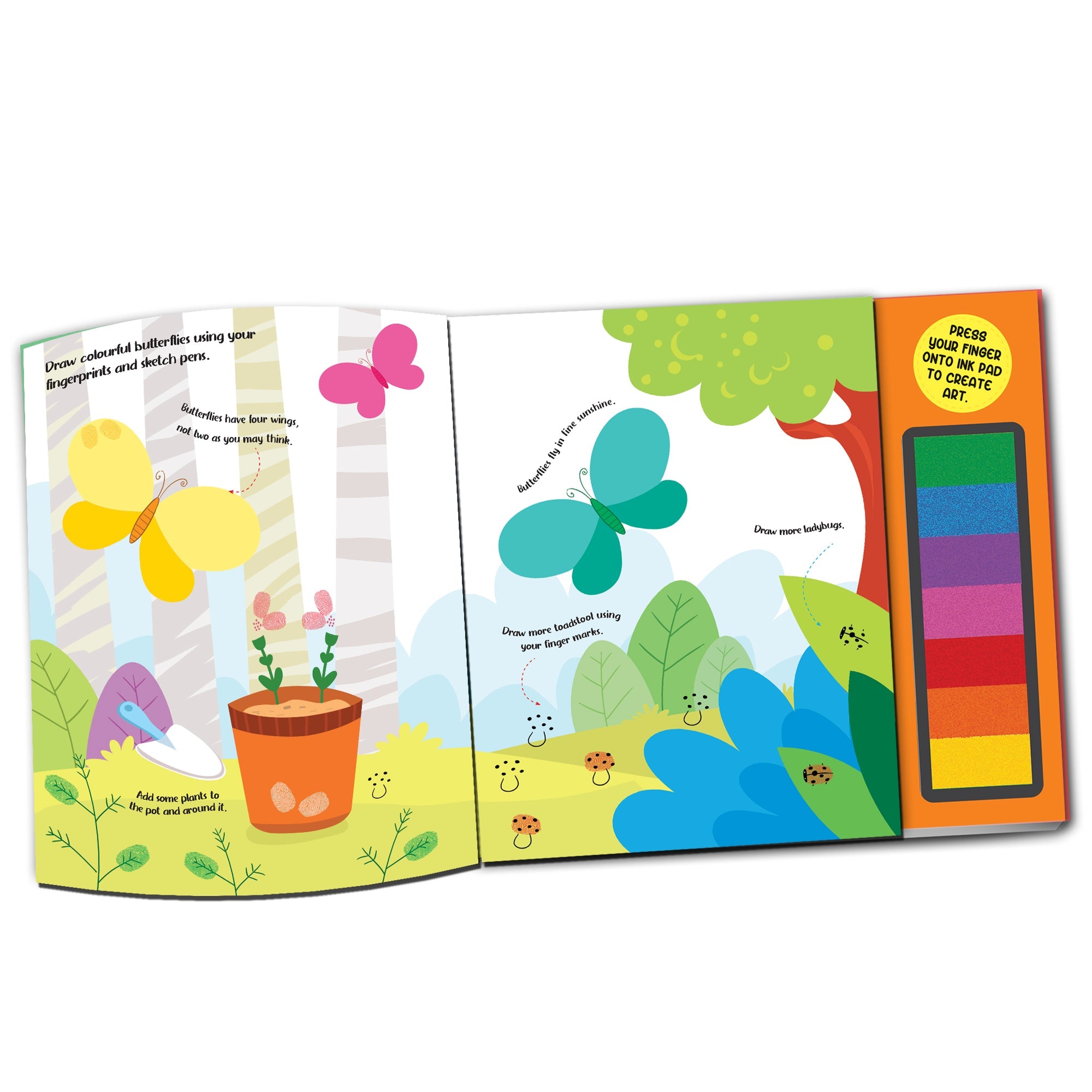 Dreamland Publications Fingerprint Art Activity Book for Children - Garden with Thumbprint Gadget | Grocsy