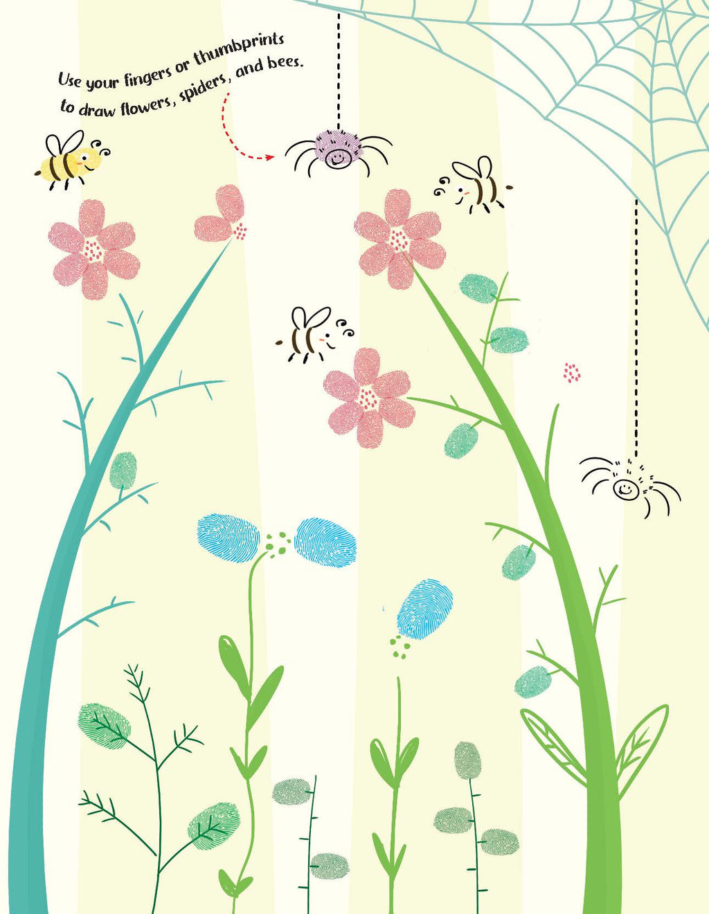 Dreamland Publications Fingerprint Art Activity Book for Children - Garden with Thumbprint Gadget | Grocsy