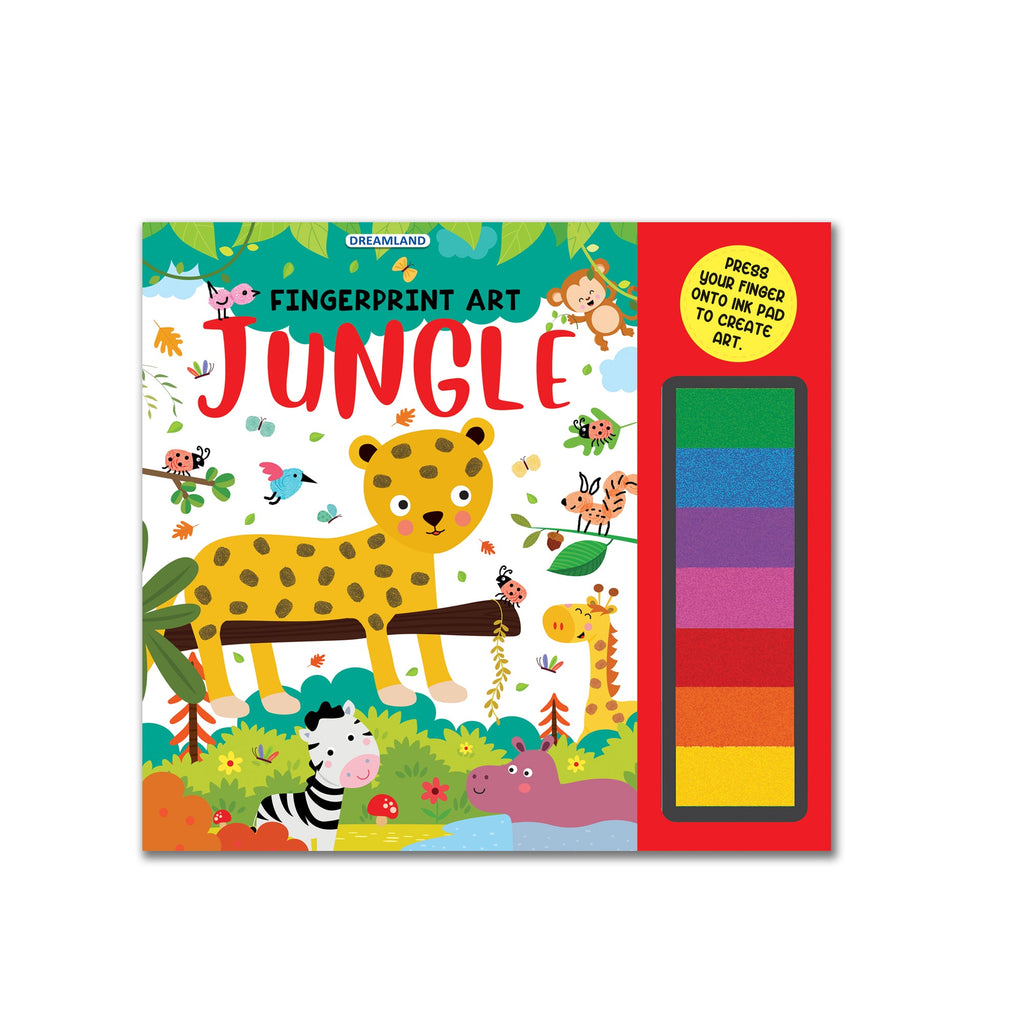 Dreamland Publications Fingerprint Art Activity Book for Children - Jungle with Thumbprint Gadget | Grocsy