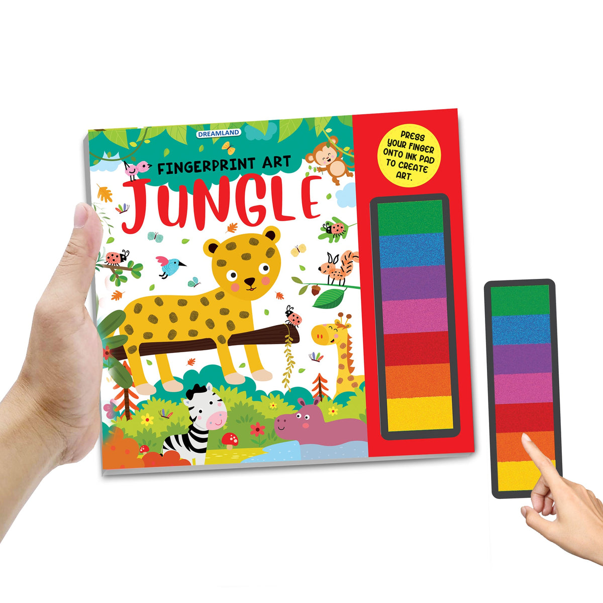 Dreamland Publications Fingerprint Art Activity Book for Children - Jungle with Thumbprint Gadget | Grocsy