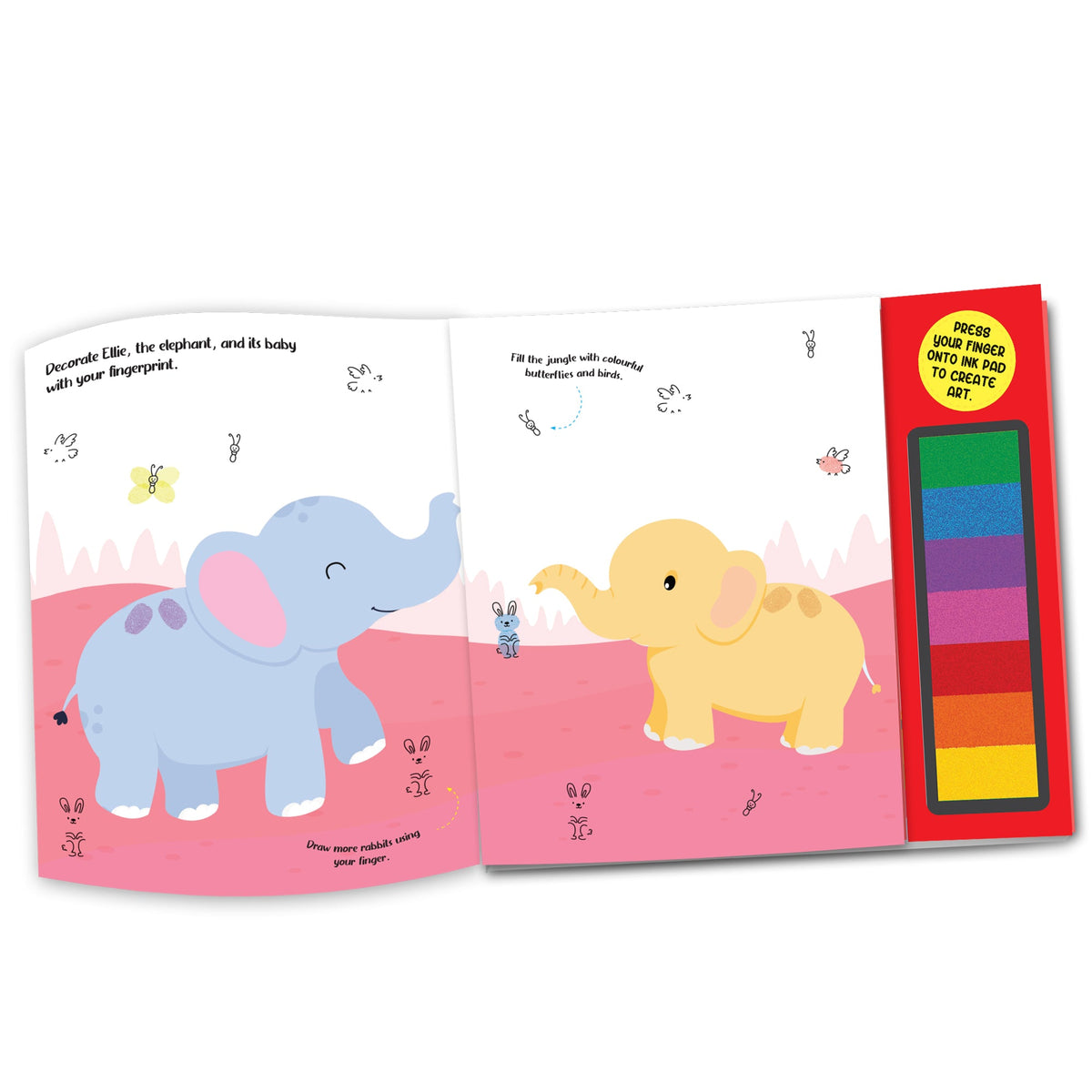 Dreamland Publications Fingerprint Art Activity Book for Children - Jungle with Thumbprint Gadget | Grocsy