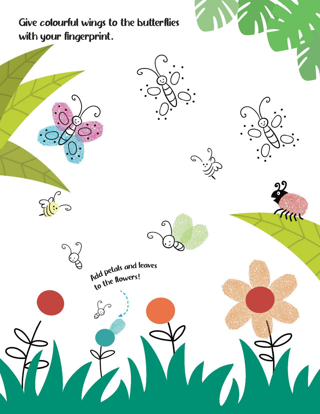 Dreamland Publications Fingerprint Art Activity Book for Children - Jungle with Thumbprint Gadget | Grocsy