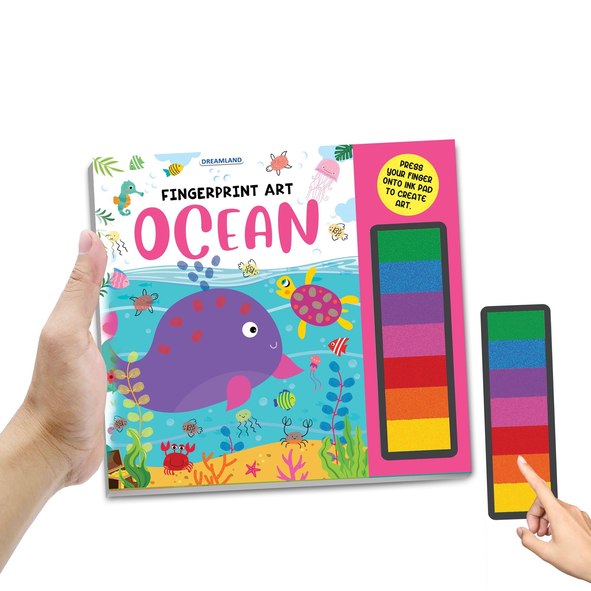 Dreamland Publications Fingerprint Art Activity Book for Children - Ocean with Thumbprint Gadget | Grocsy