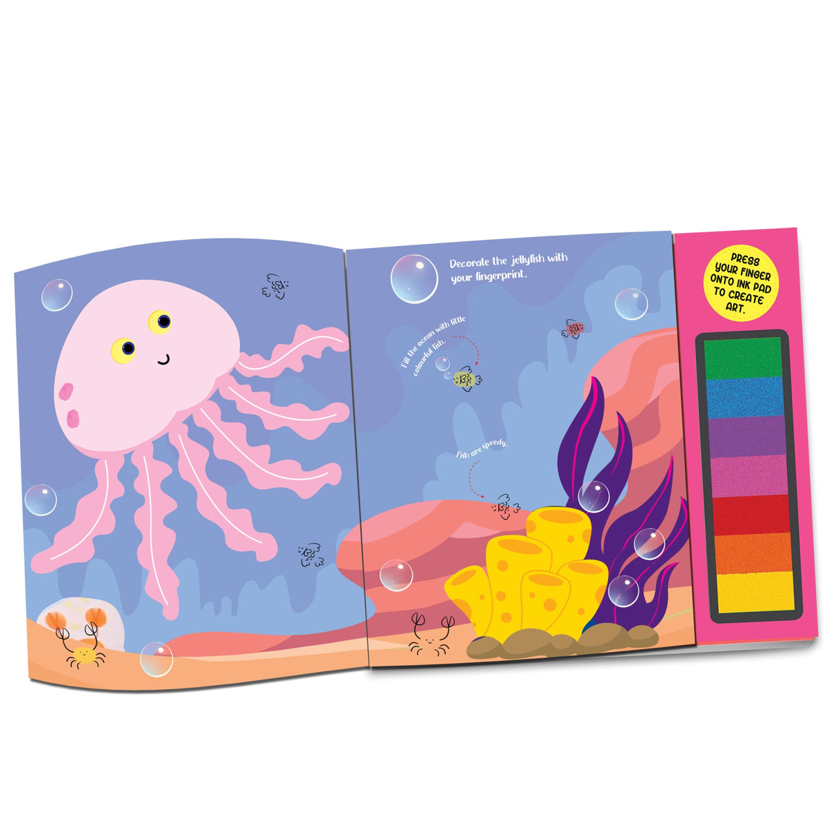 Dreamland Publications Fingerprint Art Activity Book for Children - Ocean with Thumbprint Gadget | Grocsy