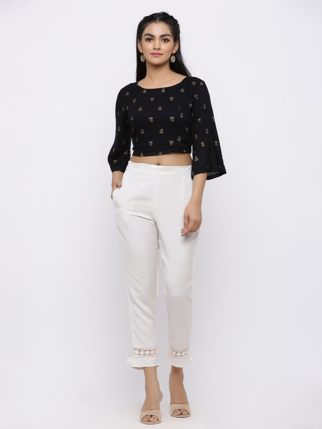 Juniper Women White Rayon Flex Solid Slim Fit Pant/Slim Pant | Grocsy