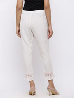 Juniper Women White Rayon Flex Solid Slim Fit Pant/Slim Pant | Grocsy