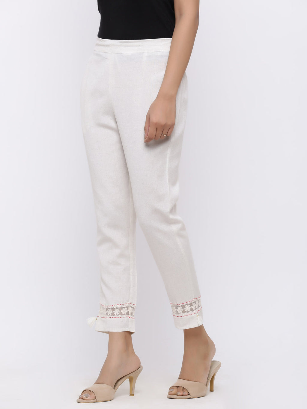 Juniper Women White Rayon Flex Solid Slim Fit Pant/Slim Pant | Grocsy