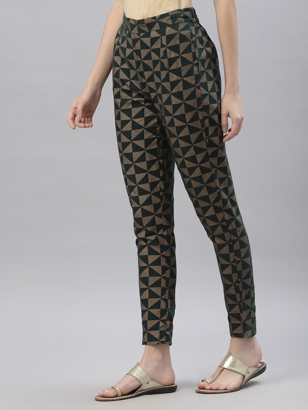 Juniper Women's Jadegreen Cotton flex Printed Straight Pant | Grocsy