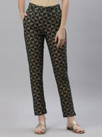 Juniper Women's Jadegreen Cotton flex Printed Straight Pant | Grocsy