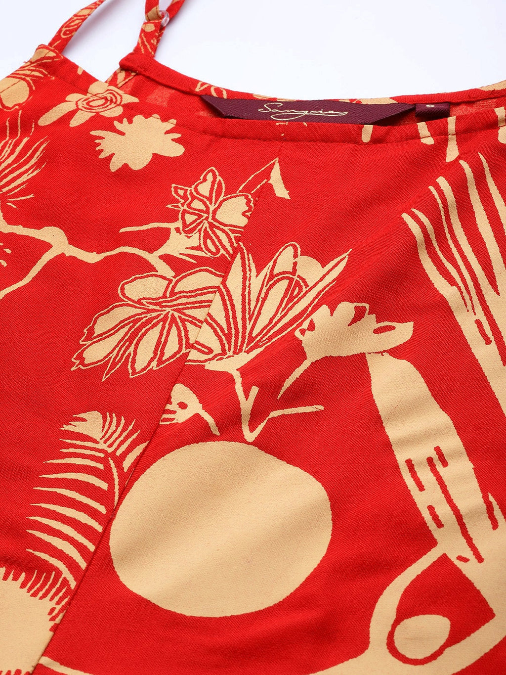 Sangria Women Red & Yellow Quirky Printed Kurta with Palazzos & Dupatta | Grocsy