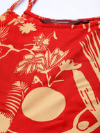 Sangria Women Red & Yellow Quirky Printed Kurta with Palazzos & Dupatta | Grocsy