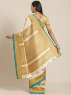 Saree Mall Beige & Blue Printed Saree | Grocsy