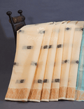 Kalanetha Shades of Cream Pure Kanchi Cotton Saree With Kanchi Traditional Border By Gayathri Reddy Designer Studio | Grocsy
