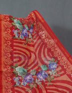 Shades of Tomato Mix Orange Colour Floral Design Semi Chanderi Saree By Gayathri Reddy Designer Studio | Grocsy