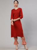 Aks Mandarin Collar Straight Kurta & Trousers | Grocsy