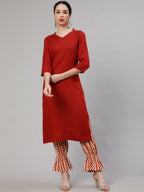Aks Mandarin Collar Straight Kurta & Trousers | Grocsy