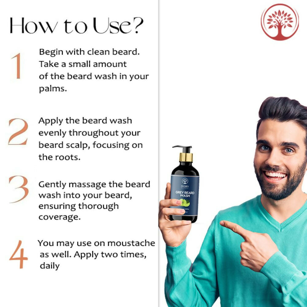 Ivory Natural Grey Beard Wash For Beard Graying And Restoring Beard'S Natural Black Shade | Grocsy
